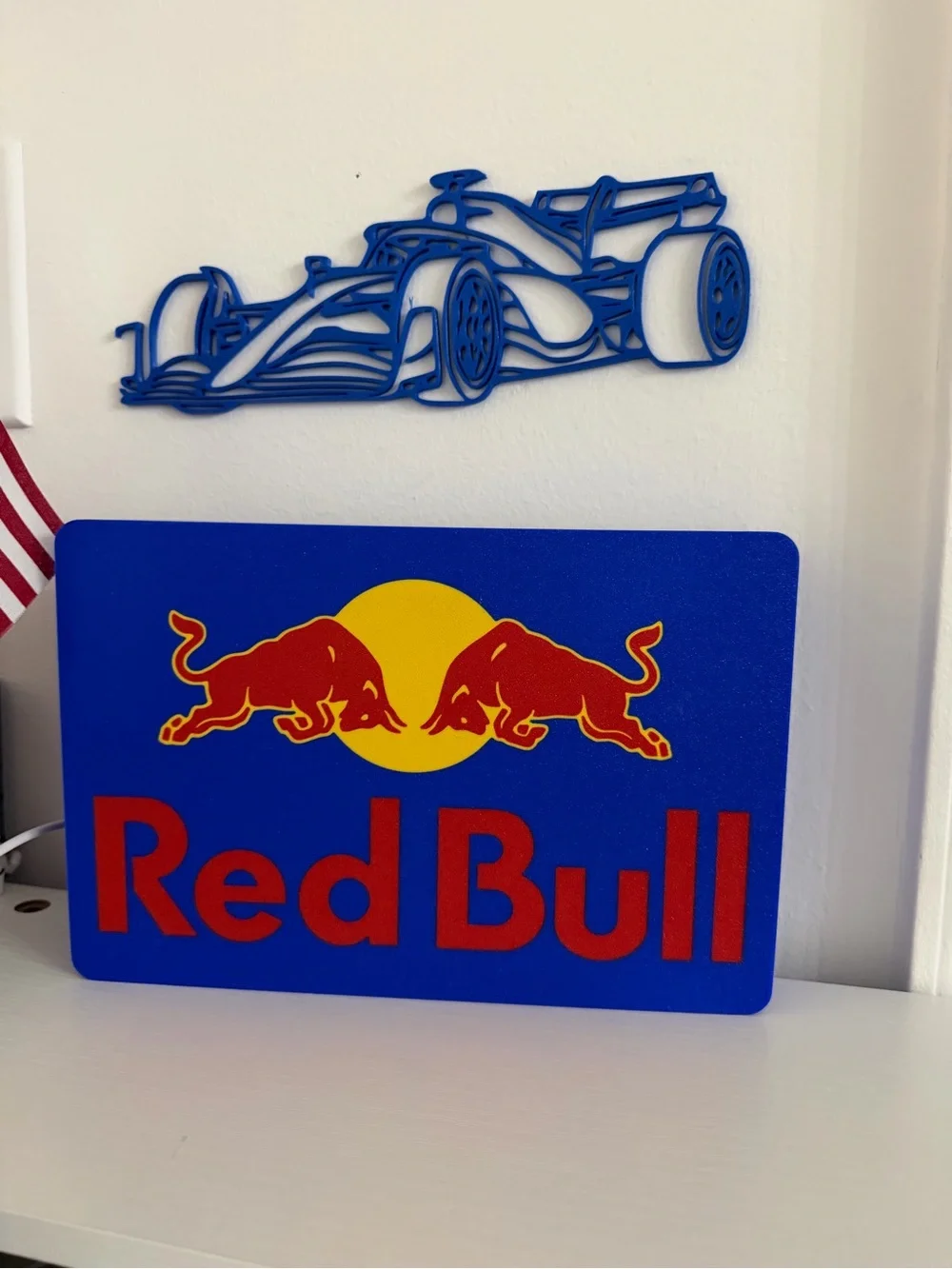 Illuminated Blue and Red Wall Sign - Brand